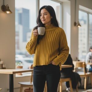 BDG Mustard Ribbed Crew Neck Sweater